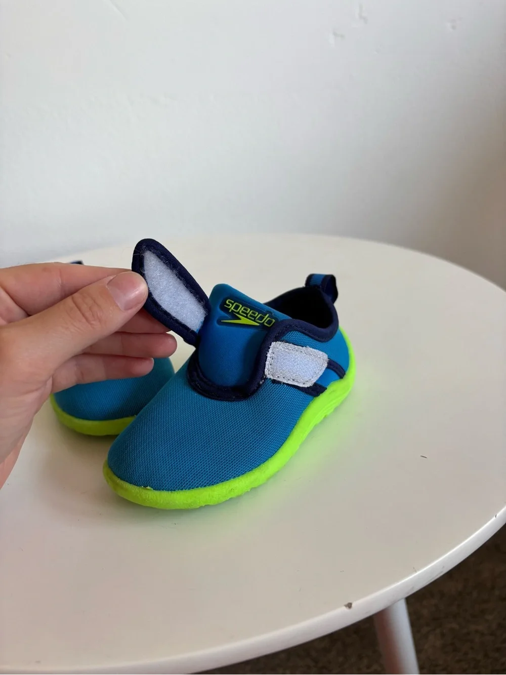 Speedo Blue and Neon Green Kids Velcro water shoe